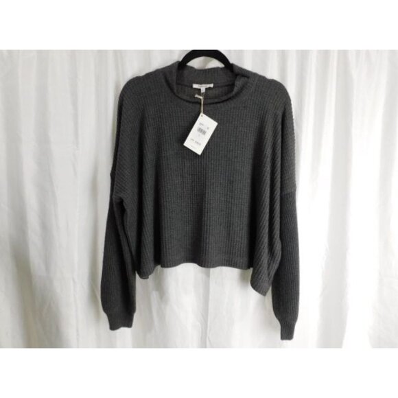 NEW Splendid Collection Grey Waffle knit Crop Sweater size SMALL - Picture 2 of 6